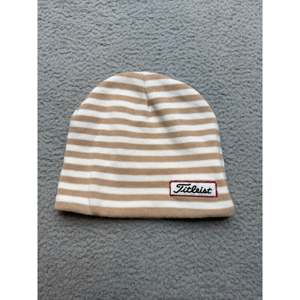 Titleist ladies winter beanie cream and khaki stripe OSFA